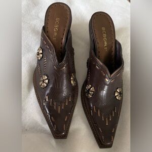BCBGirls Cowboy Boots/Mules/Slides, size 6 1/2 (36 1/2) Brown embellished